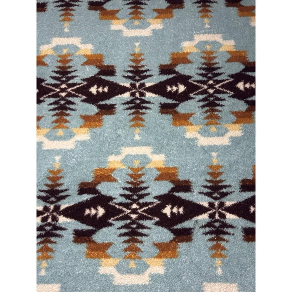 Pendleton Blanket Legend Lake Aqua Sherpa Fleece Queen Native Aztec Geometric